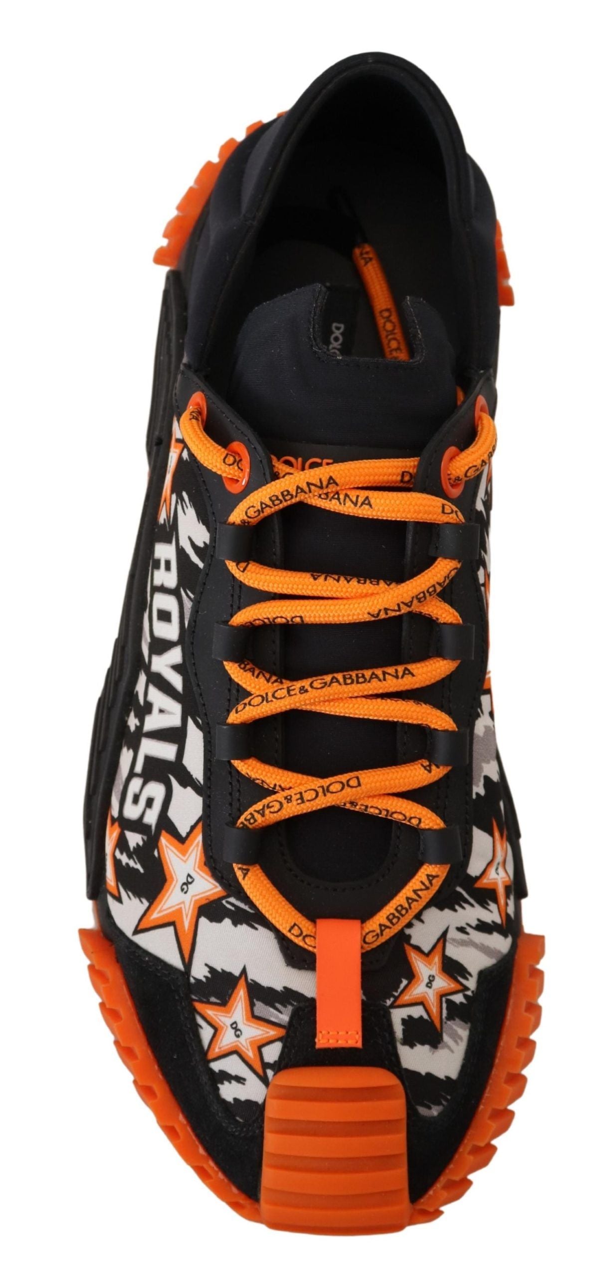 Black Orange Fabric Lace Up Sneakers NS1 Shoes