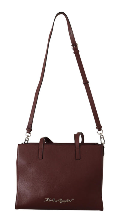 Wine Pebble Leather Tote Bag