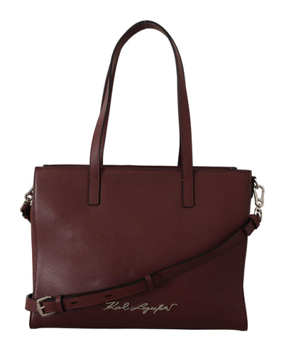 Wine Pebble Leather Tote Bag