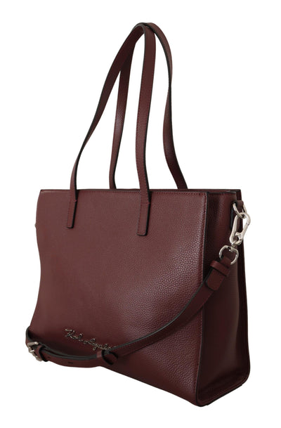 Wine Pebble Leather Tote Bag