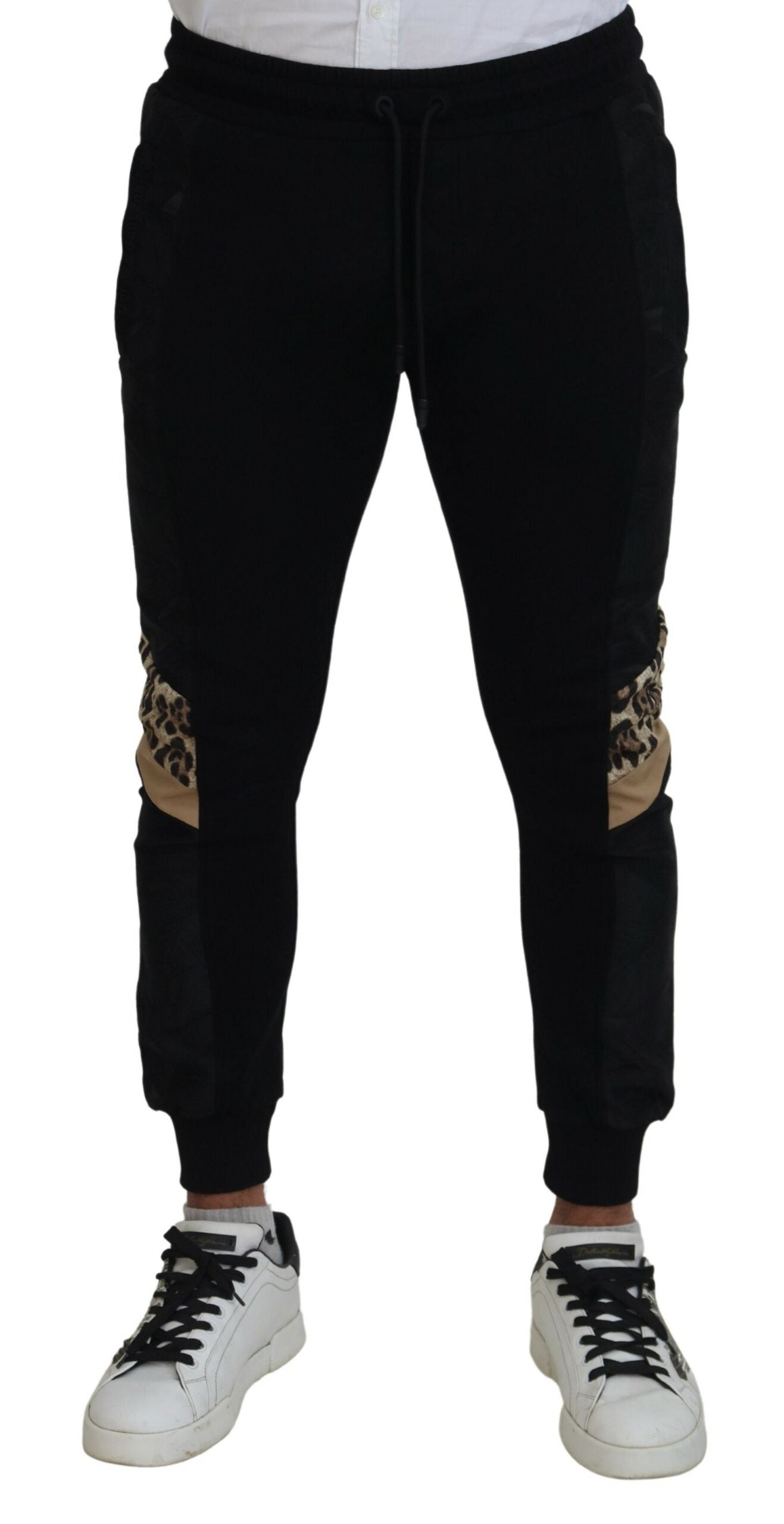 Black Polyester Skinny Jogger Men Pants