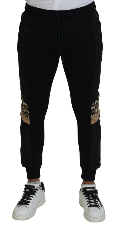 Black Polyester Skinny Jogger Men Pants