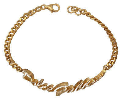 Gold Plated 925 Sterling Silver Chain Logo Bracelet