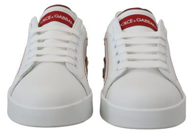 White Red Logo Patch Women Sneakers Shoes