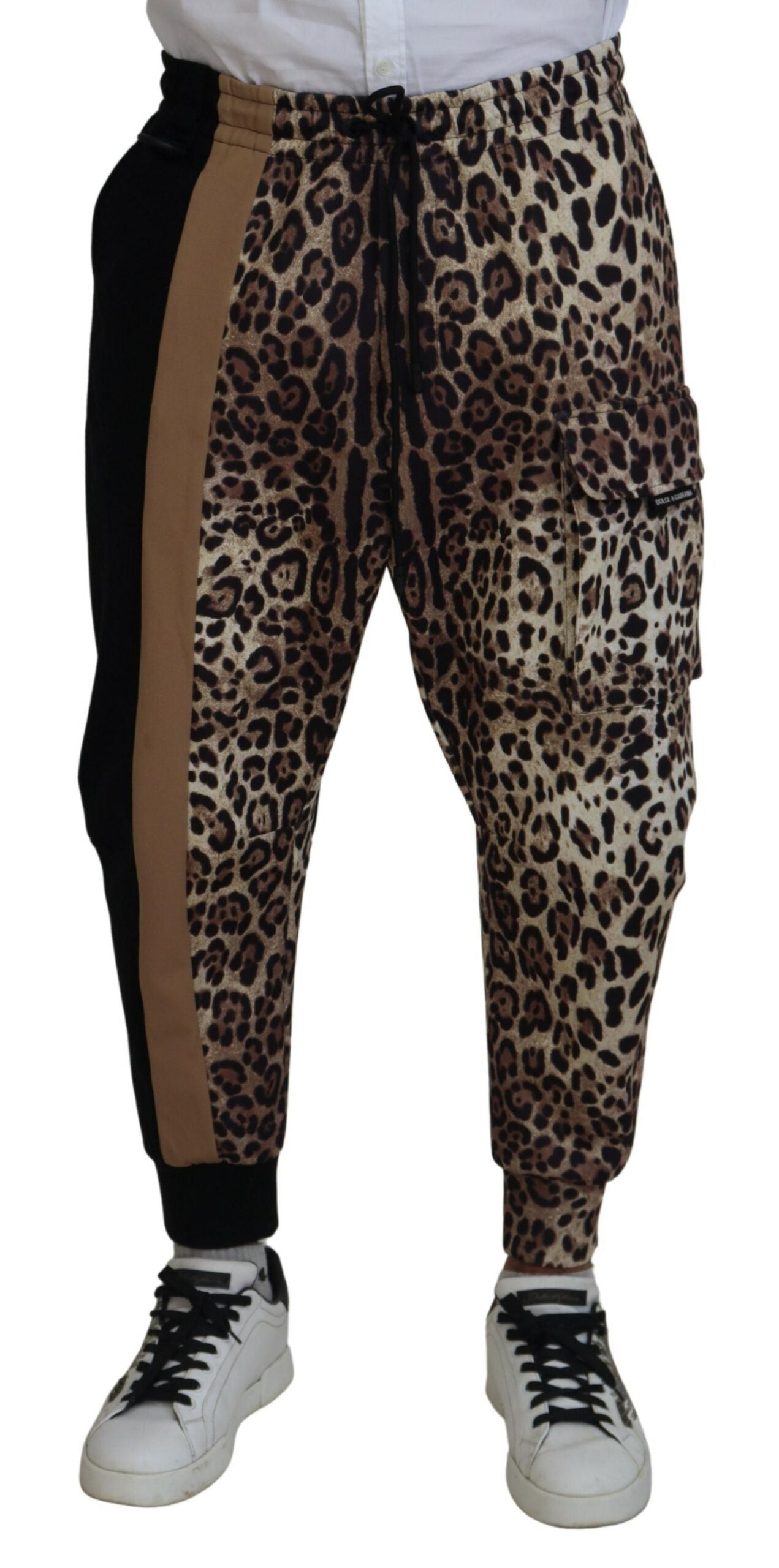 Multicolor Leopard Print Cargo Jogger Pants