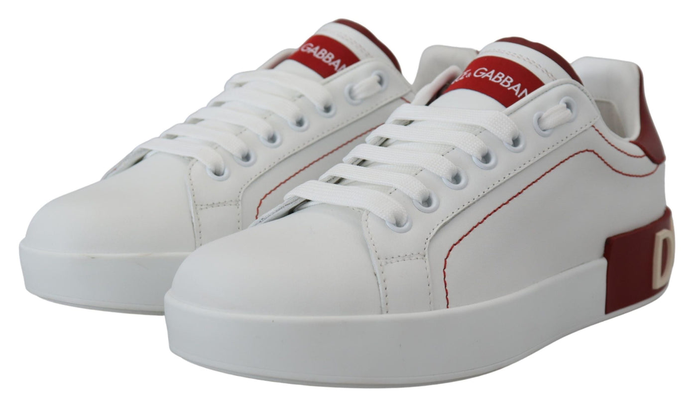 White Red Logo Patch Women Sneakers Shoes