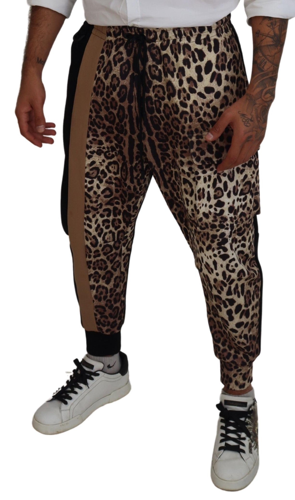 Multicolor Leopard Print Cargo Jogger Pants