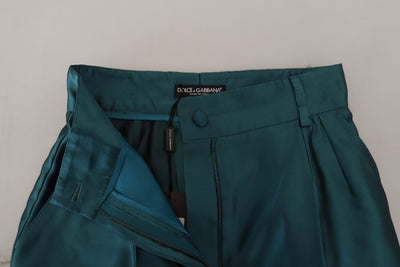 Blue Green Silk High Waist Hot Pants Shorts