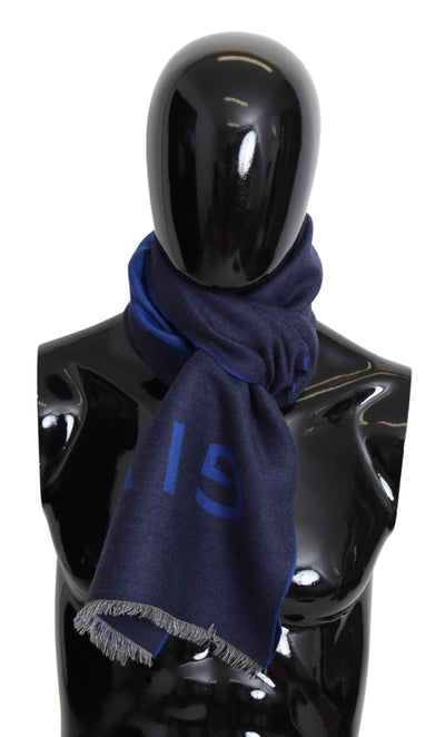 Blue Wool Unisex Winter Warm  Scarf Wrap Shawl