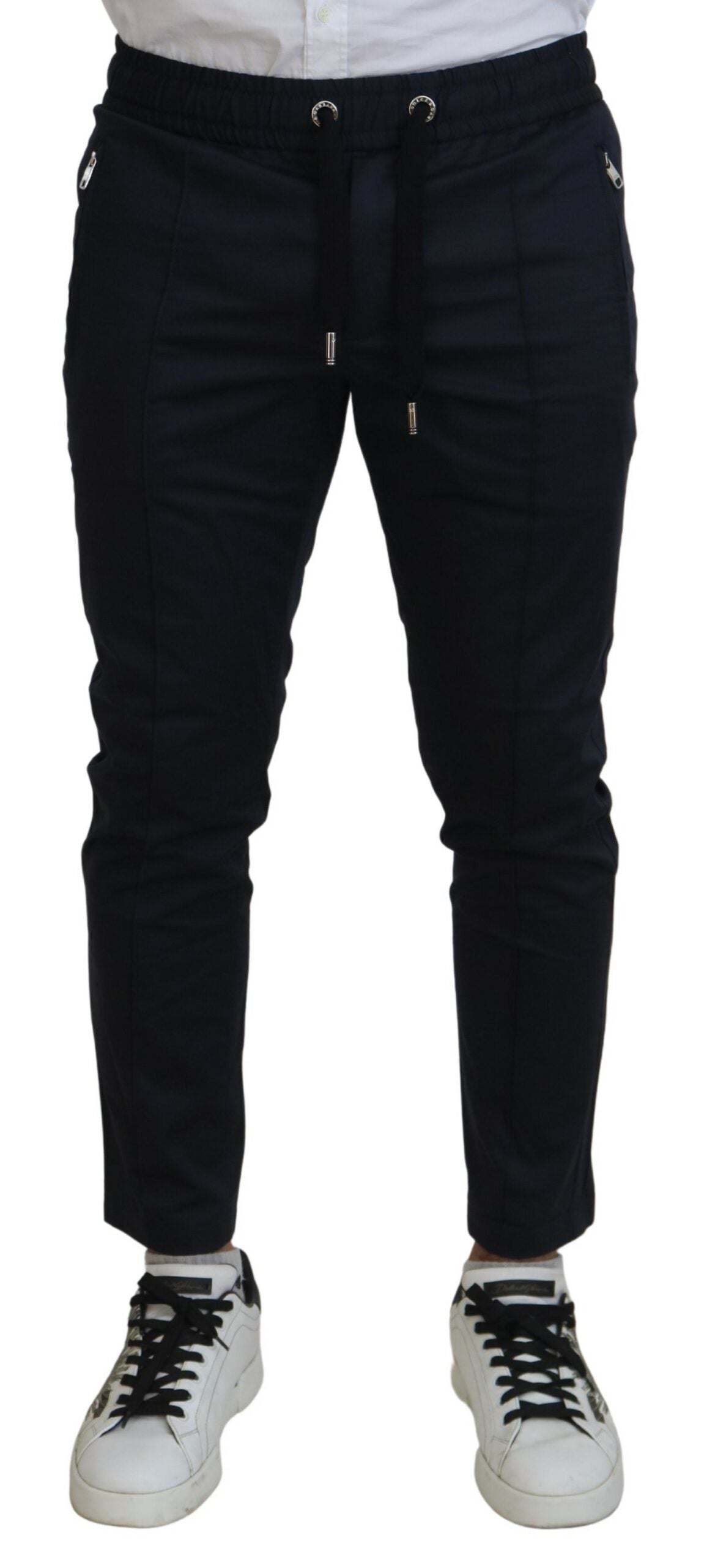 Dark Blue Cotton Skinny Jogger Pants