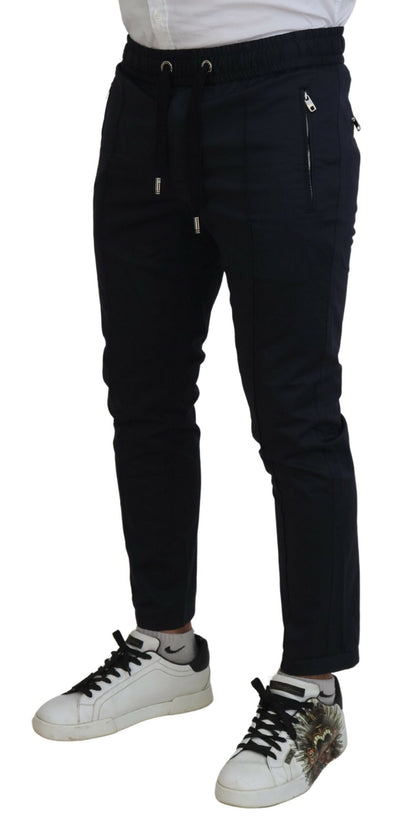 Dark Blue Cotton Skinny Jogger Pants