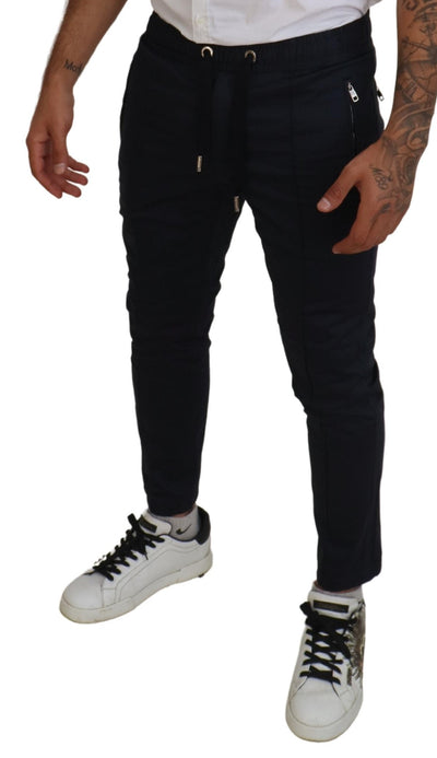 Dark Blue Cotton Skinny Jogger Pants