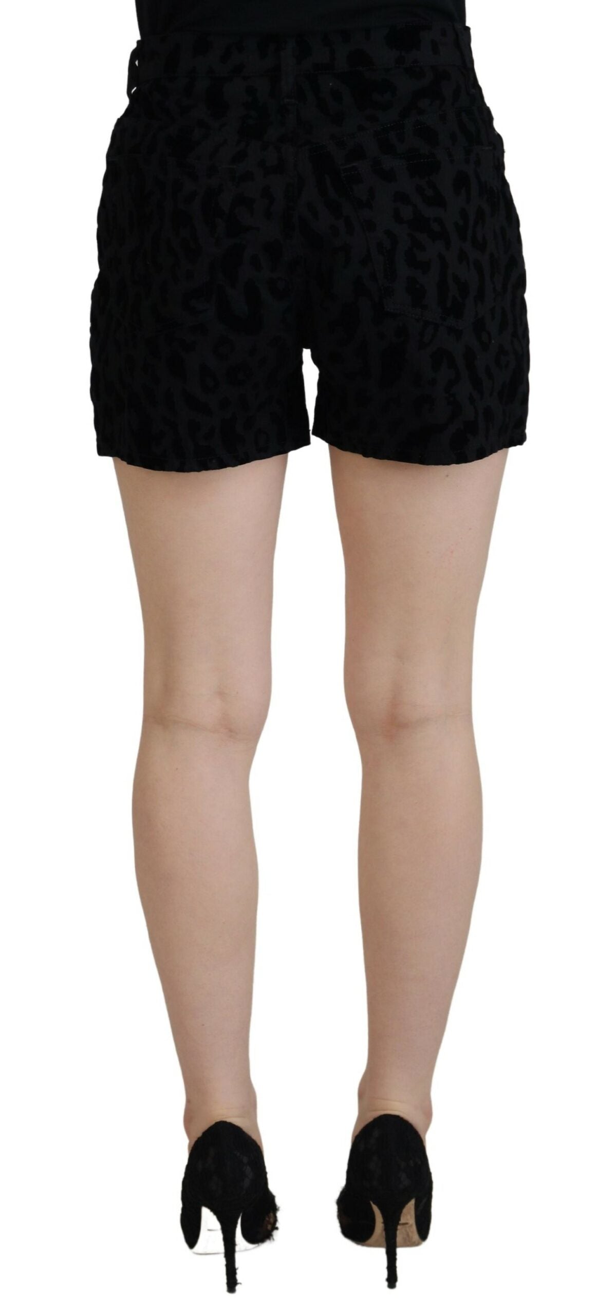 Black Denim Cotton Stretch Hot Pants Shorts