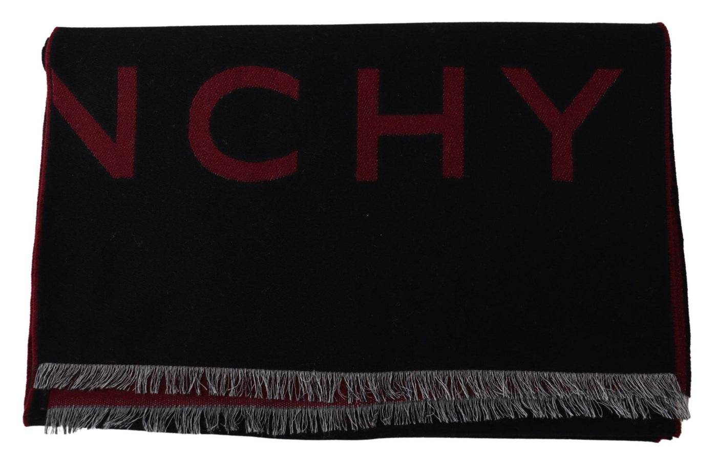 Black Red Wool Unisex Winter Warm Wrap Scarf Shawl