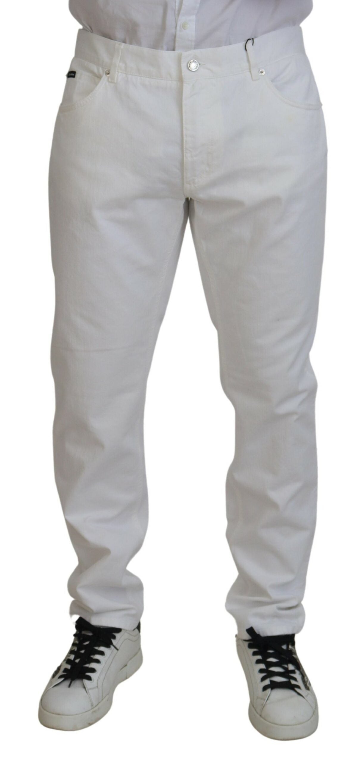 White Cotton Comfort Fit Denim Jeans