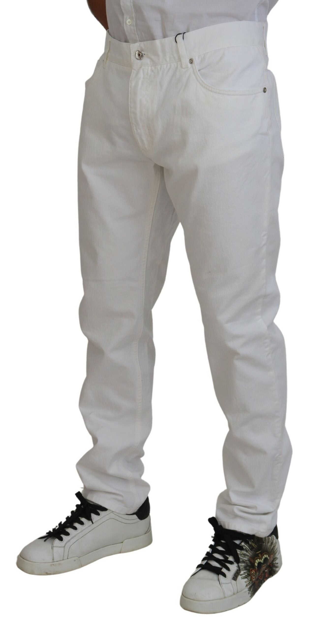 White Cotton Comfort Fit Denim Jeans