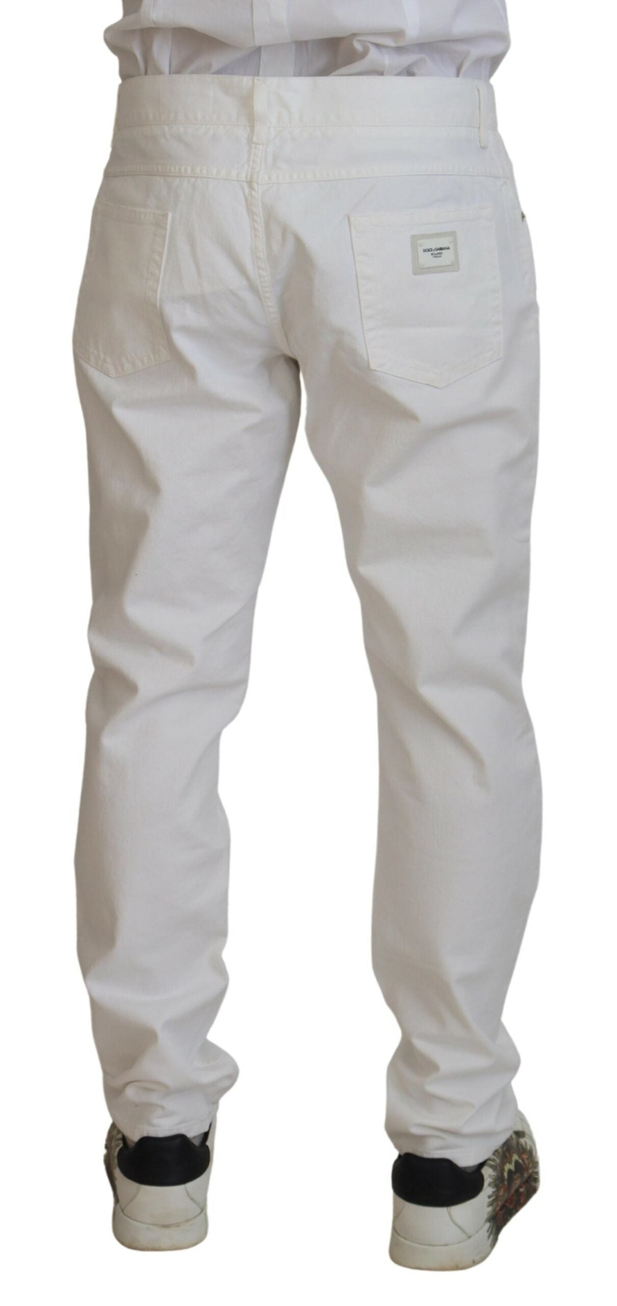 White Cotton Comfort Fit Denim Jeans