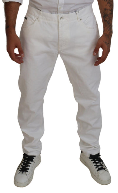 White Cotton Comfort Fit Denim Jeans