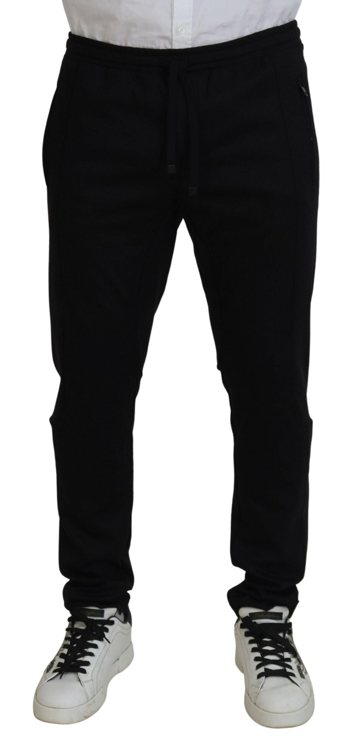 Black Wool Blend Men Jogger Sweatpants Pants