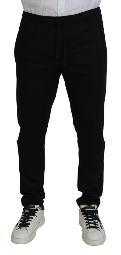 Black Wool Blend Men Jogger Sweatpants Pants