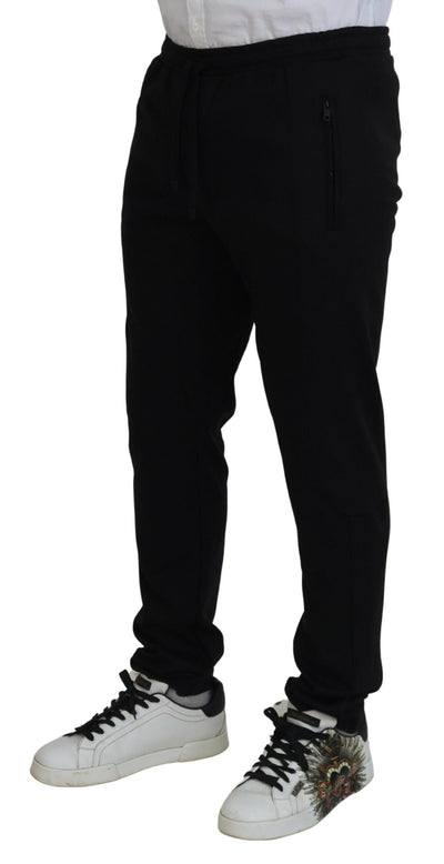 Black Wool Blend Men Jogger Sweatpants Pants