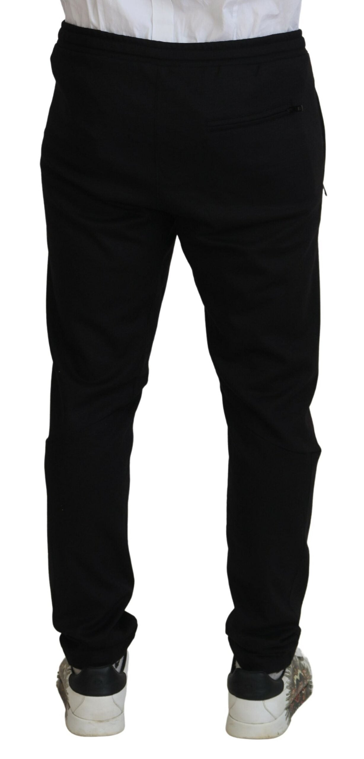 Black Wool Blend Men Jogger Sweatpants Pants