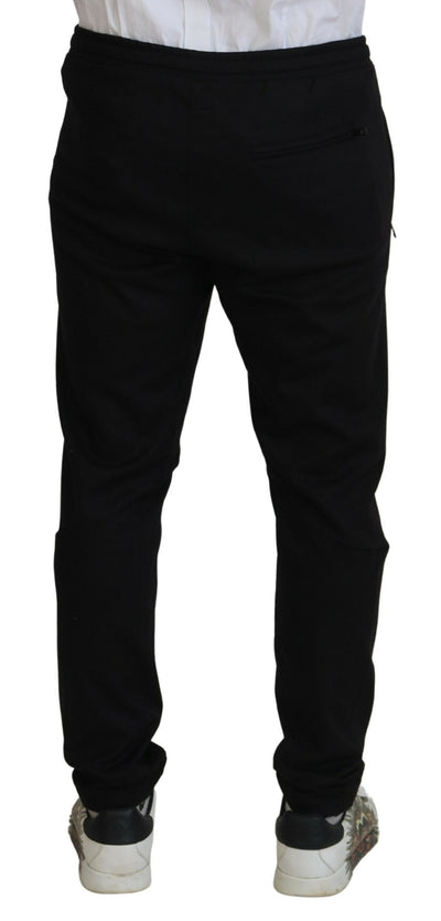 Black Wool Blend Men Jogger Sweatpants Pants