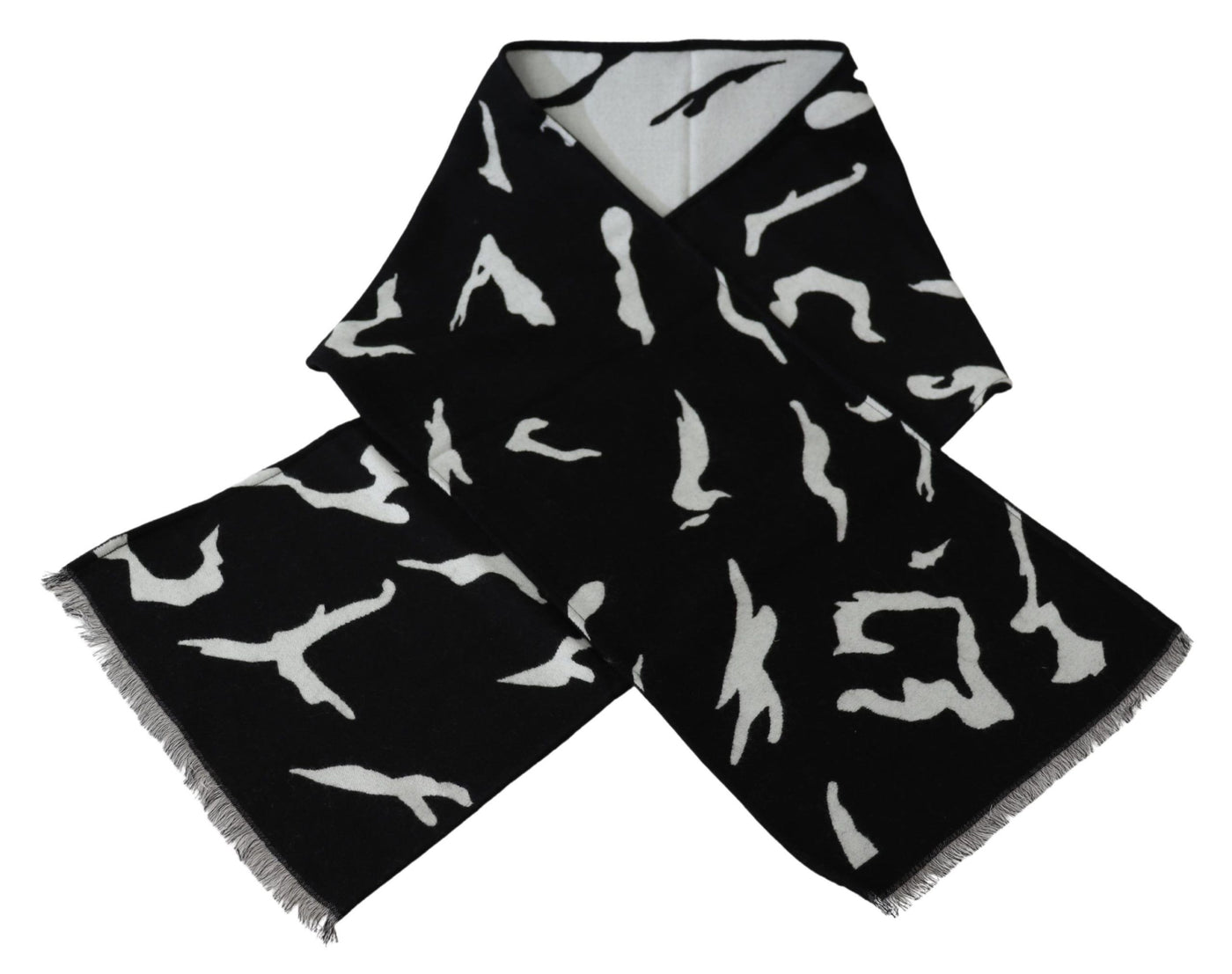 Black White Wool Unisex Winter Warm Scarf Wrap Shawl