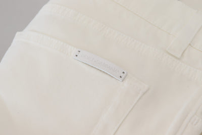 White Cotton Stretch Classic Men Denim Jeans