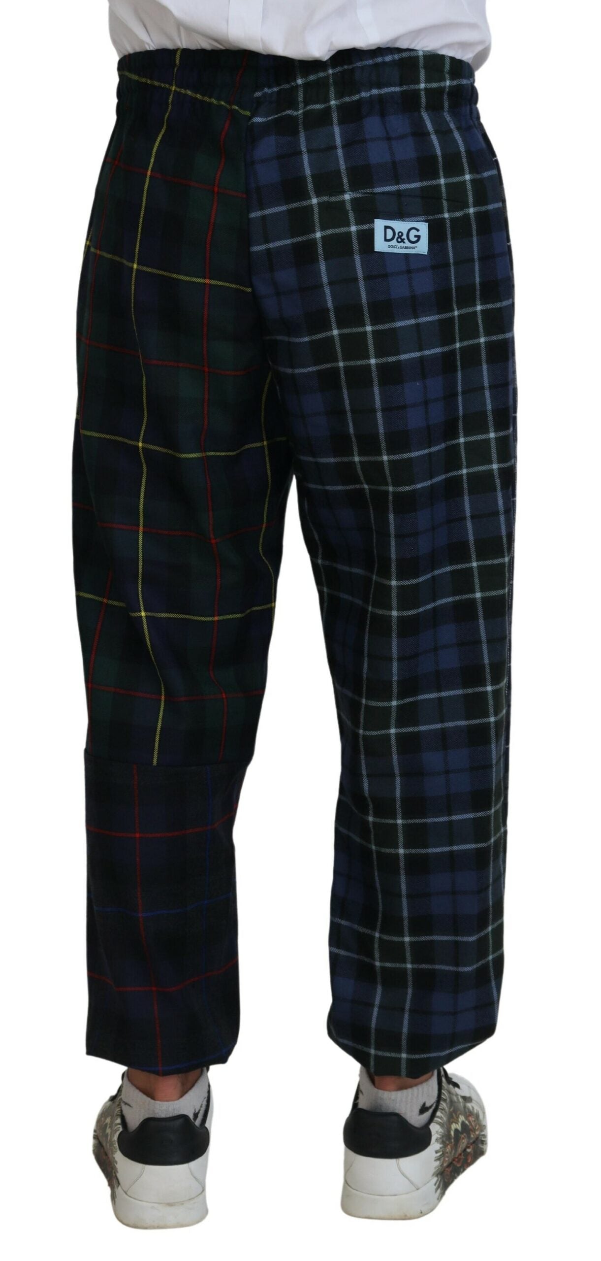 Multicolor Checkered Wool Men Jogger Pants