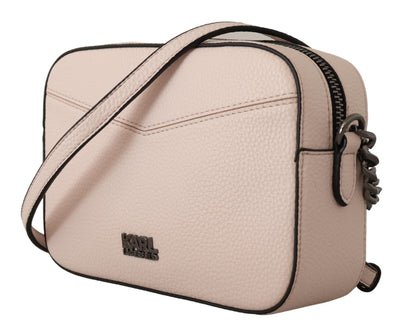 Light Pink Leather Camera Shoulder Bag