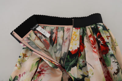 Multicolor Floral Silk High Waist Aline Skirt