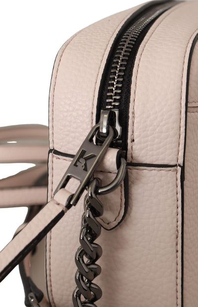 Light Pink Leather Camera Shoulder Bag