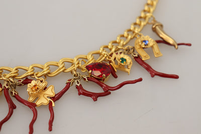 Gold Brass Crystal Logo Chili Statement Necklace