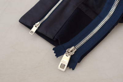 Dark Blue Cotton Zipper Jogger Pants