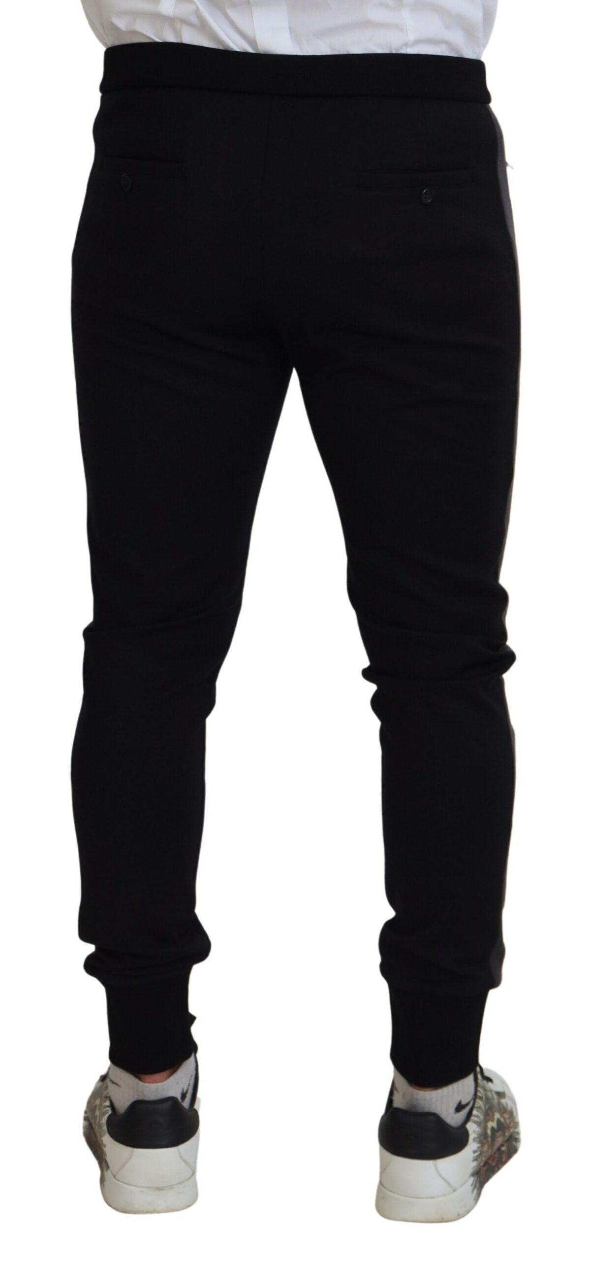 Black Wool Horseshoe Jogger Pants