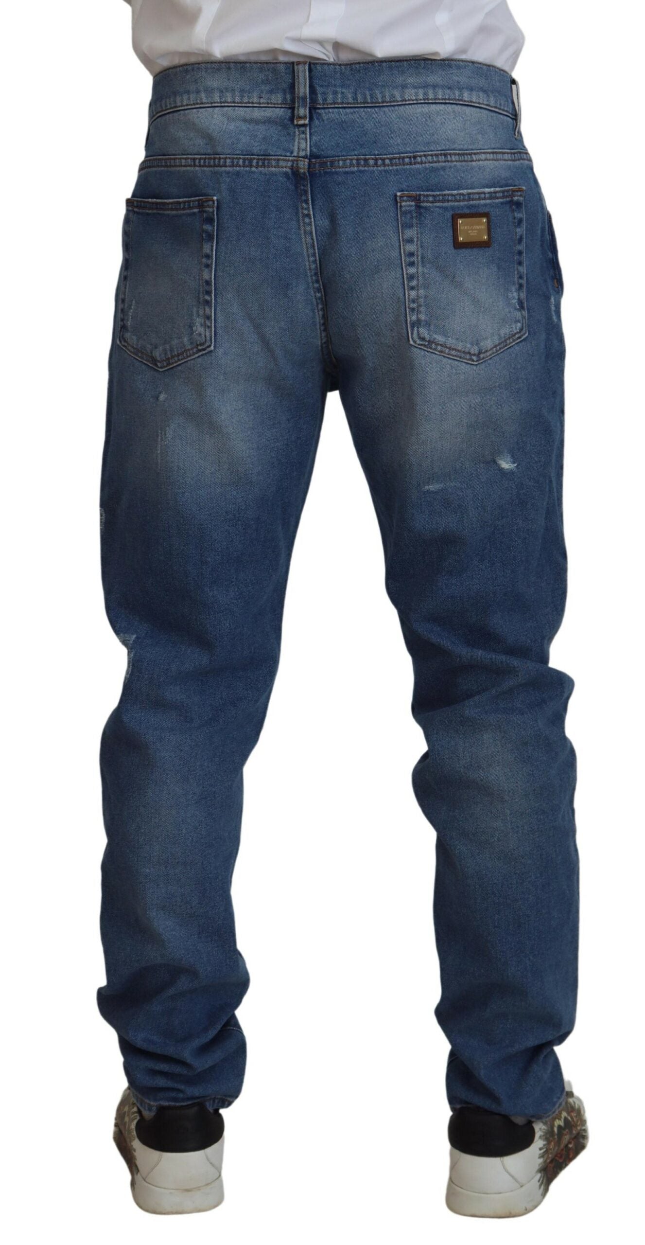 Blue Washed Skinny Cotton Denim Jeans