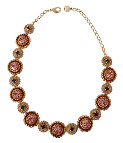 Gold Plated Brass Multicolor Crystal Embellished Necklace