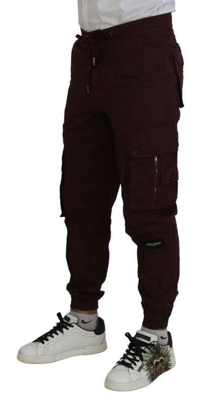 Bordeaux Cotton Cargo Jogger Sweatpants Pants