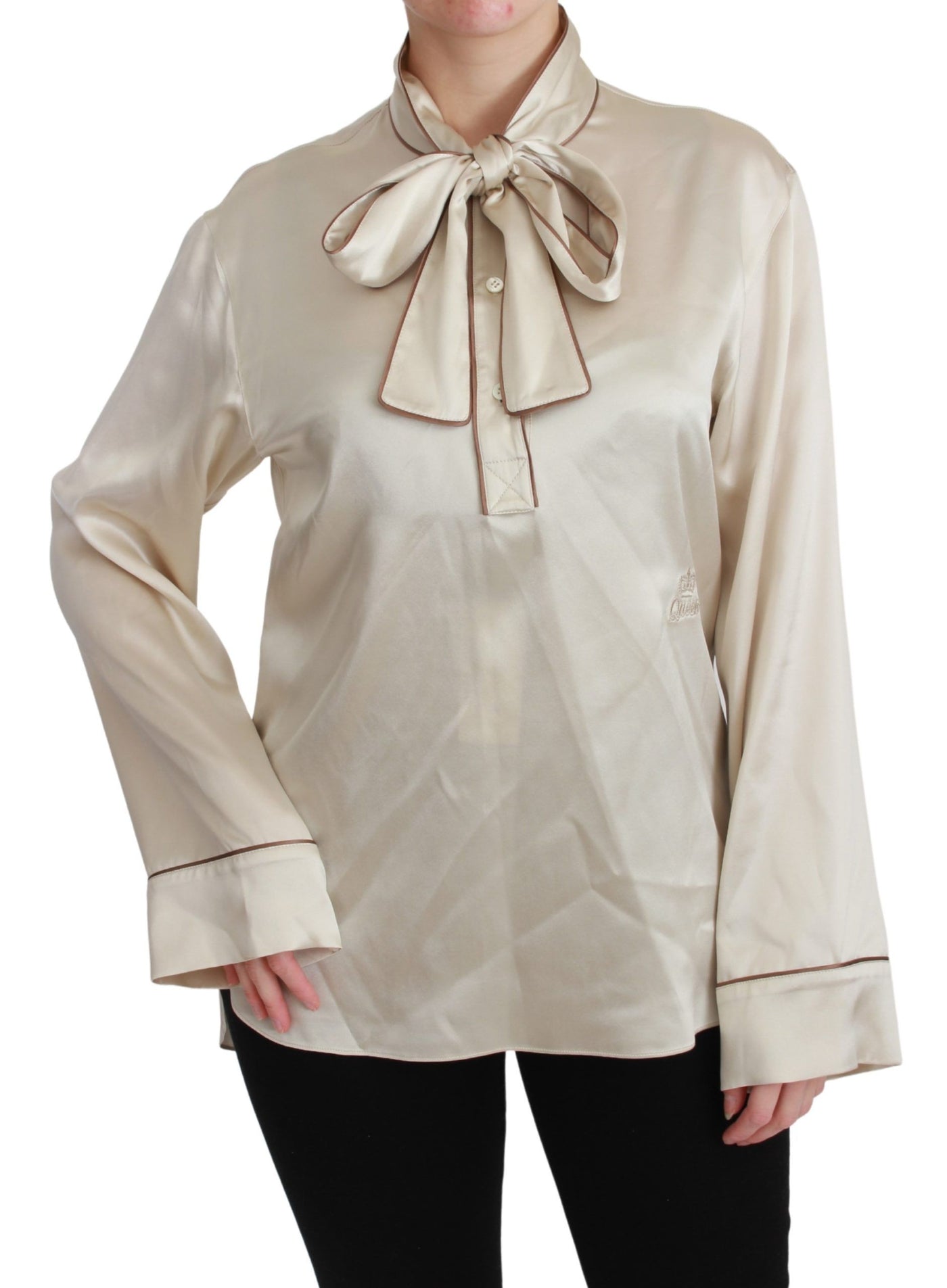 Beige Sleeve Top Queen Silk Satin Blouse