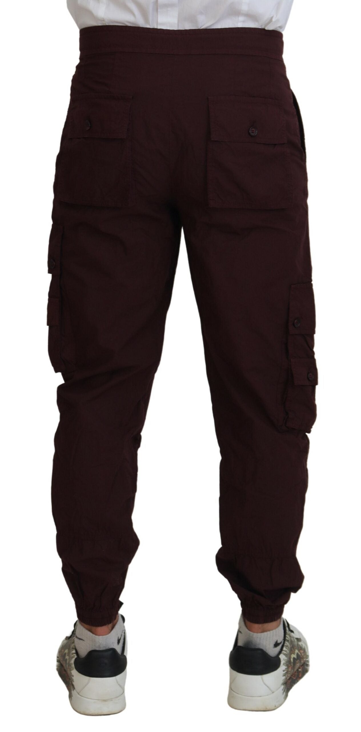 Bordeaux Cotton Cargo Jogger Sweatpants Pants