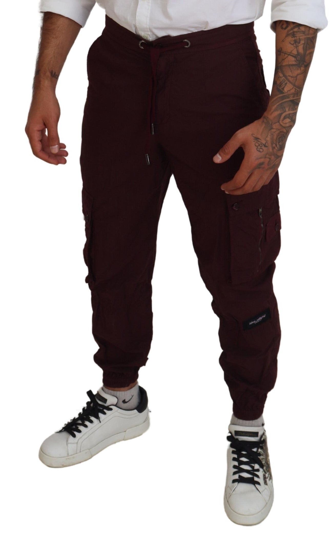 Bordeaux Cotton Cargo Jogger Sweatpants Pants