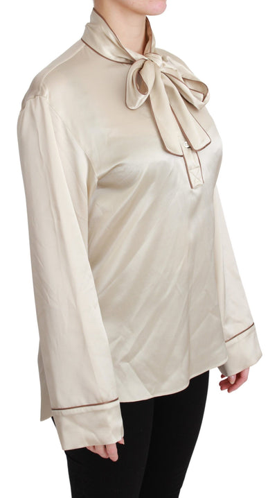 Beige Sleeve Top Queen Silk Satin Blouse