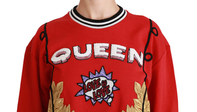 Red Queen Sequined Love Pullover Sweater