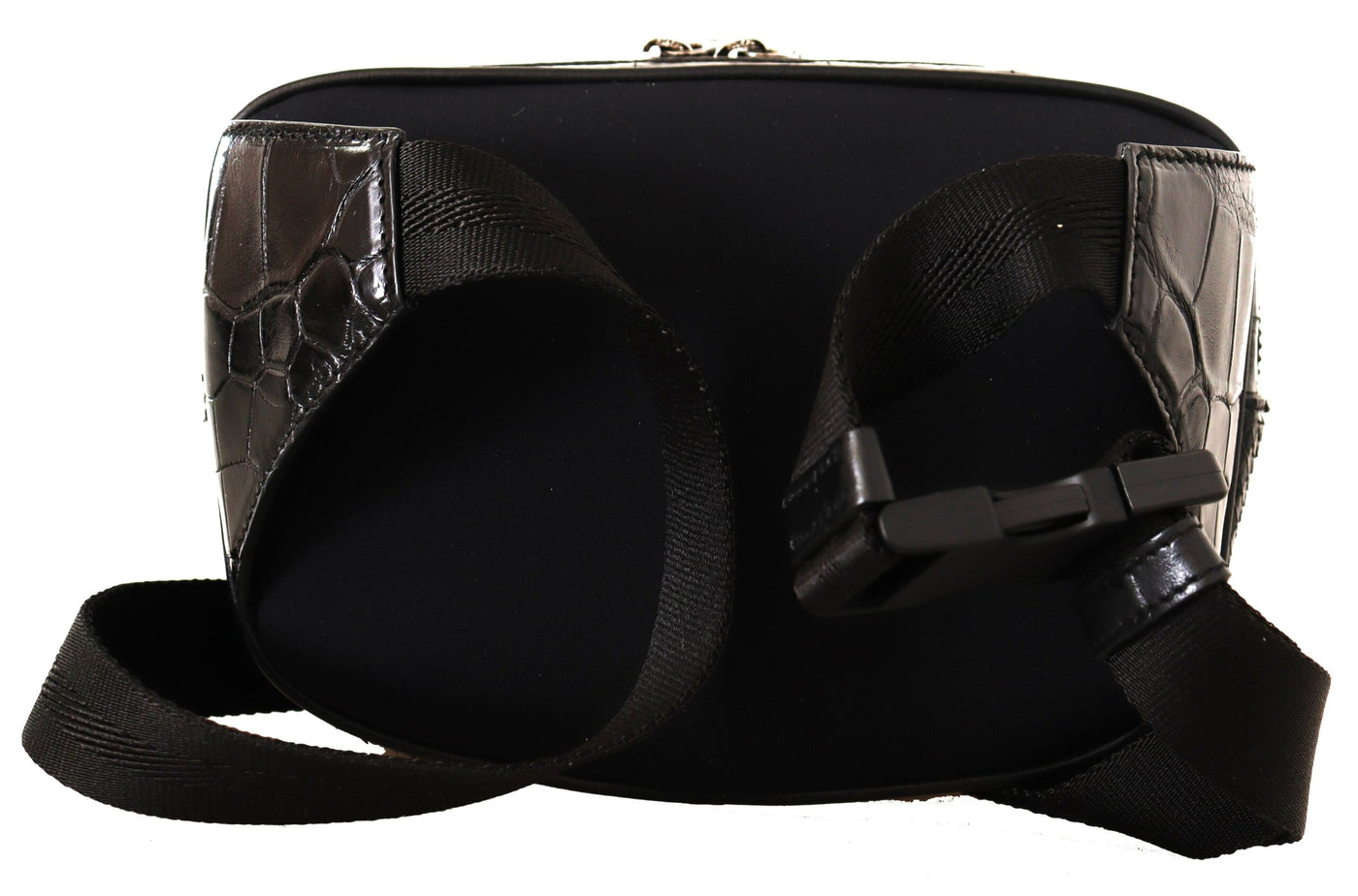 Black DG Logo Exotic Leather Fanny Pack Pouch Bag