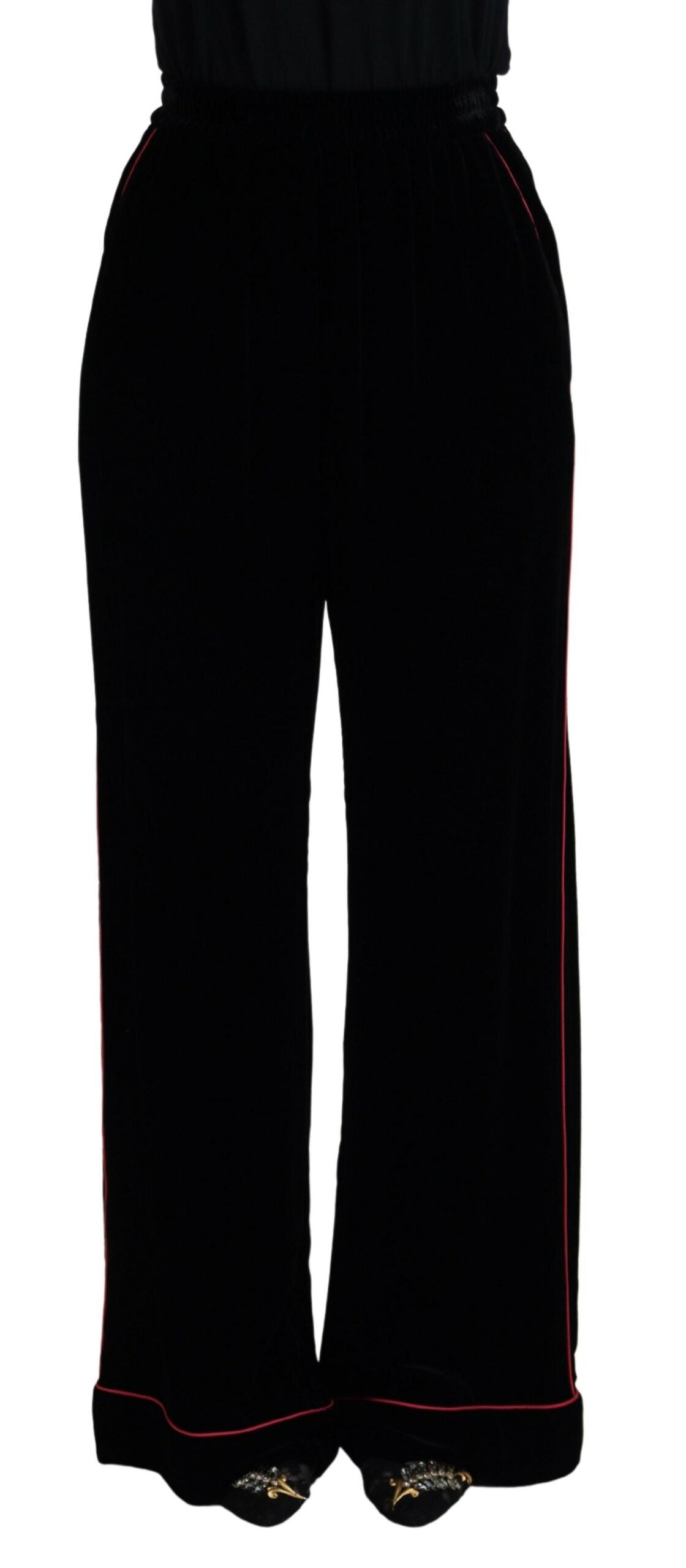 Black Velvet High Waist Trousers Pants