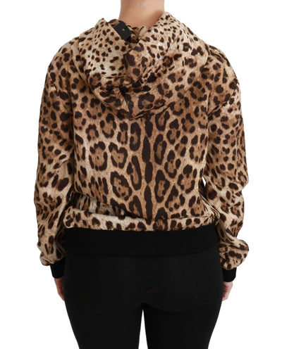 Brown Hooded Studded Ayers Leopard Sweater