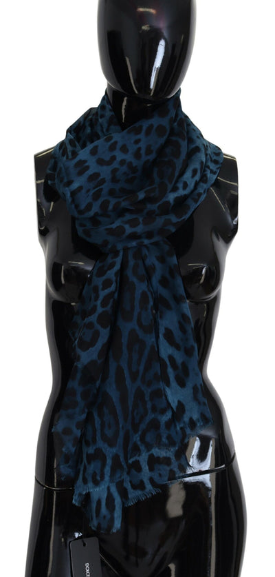 Blue Leopard Scarf Neck Warm Shawl Scarf