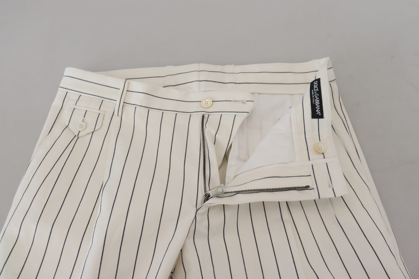 White Stripes Cotton Skinny Chino Pants