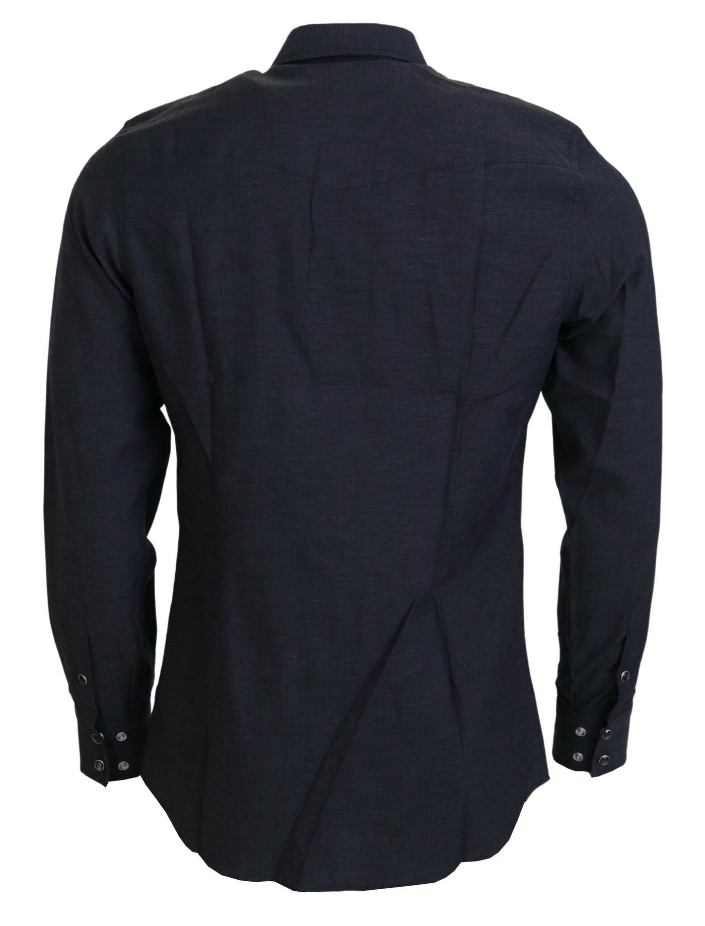 Gray Cotton Collared Long Sleeves Shirt